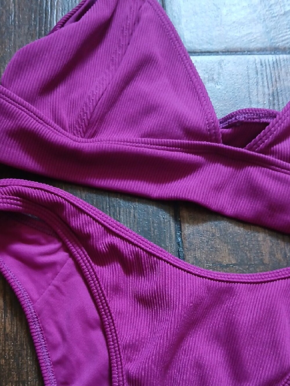 Source Unknown Fuchsia Ribbed Bikini Set - Picture 2 of 5
